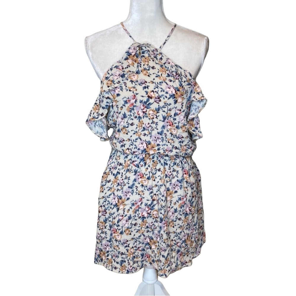 American eagle AE cream floral print cold shoulder mini dress size XS